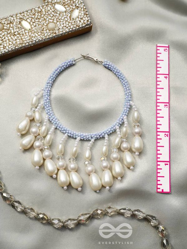 Mihika- The Splendid Snow- Pearls and Beads Embroidered Earrings