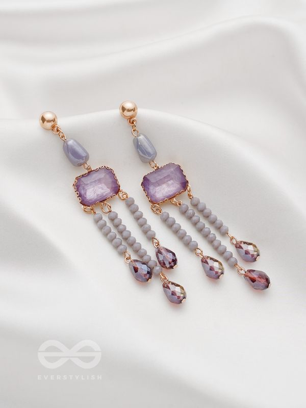 The Wine Drizzle- Golden Embellished Earrings