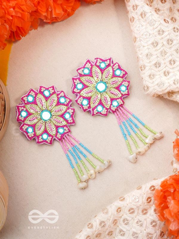 Vyoman- The Skies- Mirror, Resham and Sequins Embroidered Earrings 