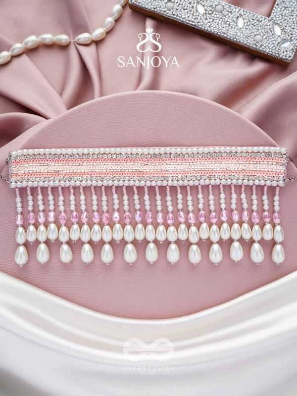 Avasya - The Dew Drops - Beads, Sequins And Pearl Drops Hand Embroidered Choker Neckpiece