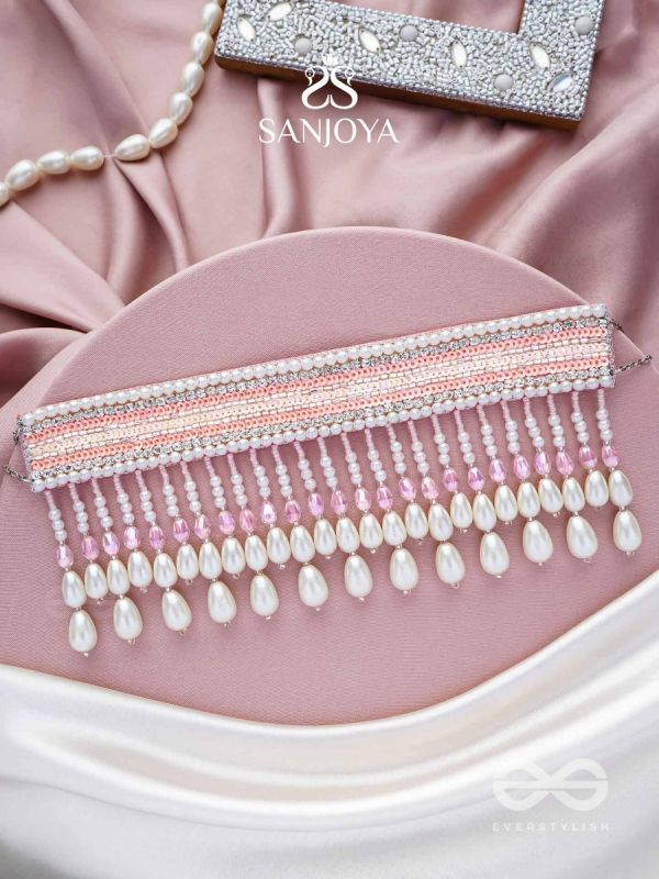 Avasya - The Dew Drops - Beads, Sequins And Pearl Drops Hand Embroidered Choker Neckpiece
