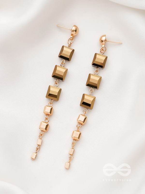 The Party Piece- Golden Embellished Earrings