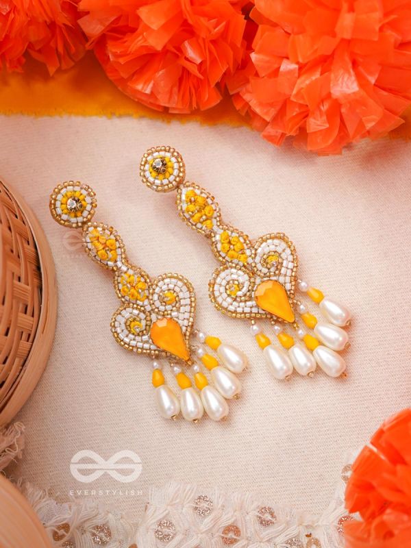 Aatapya- The Glorious Sunshine- Pearls and Stones Embroidered Earrings