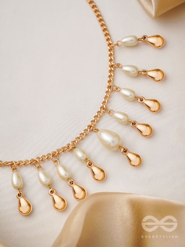 The Rainmaker- Golden Embellished Necklace With Anti-Tarnish Coating 