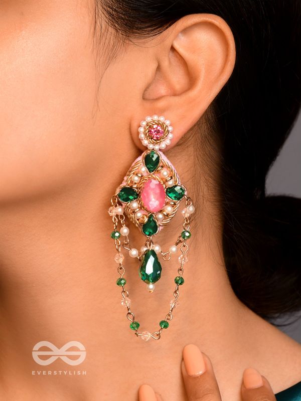 Samaalya- The Bejeweled Crown- Pearls and Stones Embroidered Earrings