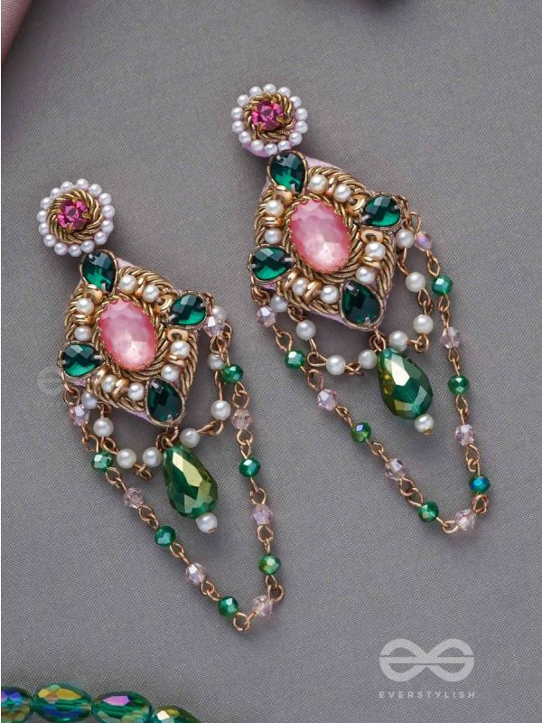Samaalya- The Bejeweled Crown- Pearls and Stones Embroidered Earrings