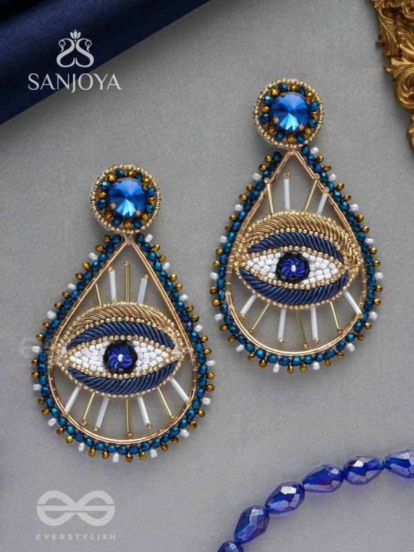 Tabhyam- The Beautiful Eyes- Stones, Sequins and Glass Beads Embroidered Statement Earrings