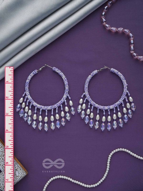 Paridhaav- The Circular Stream- Pearls and Glass Beads Embroidered Hoop Earrings