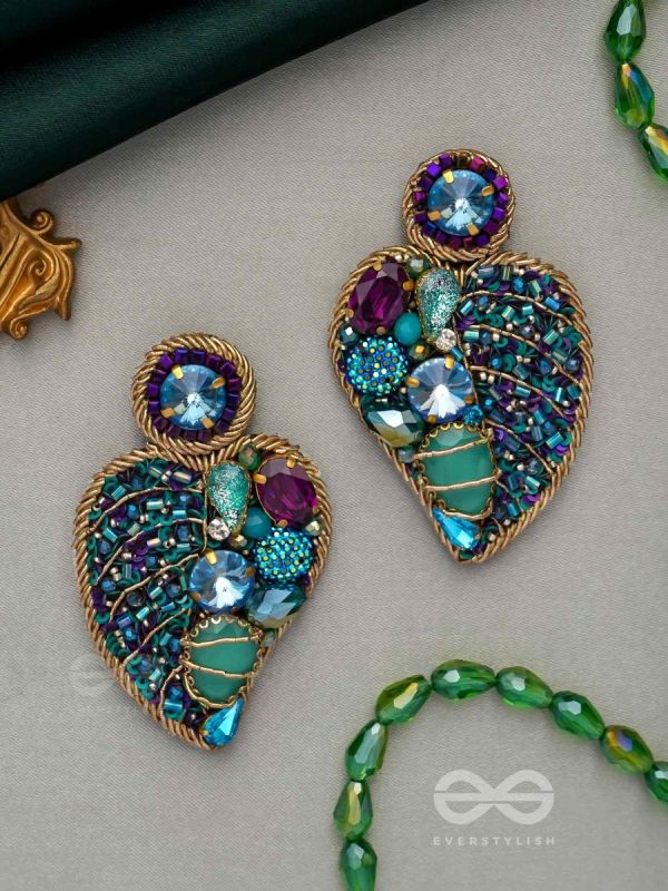 Samvartika- The Lotus Leaf- Stones, Sequins and Beads Embroidered Statement Earrings