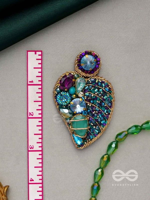 Samvartika- The Lotus Leaf- Stones, Sequins and Beads Embroidered Statement Earrings