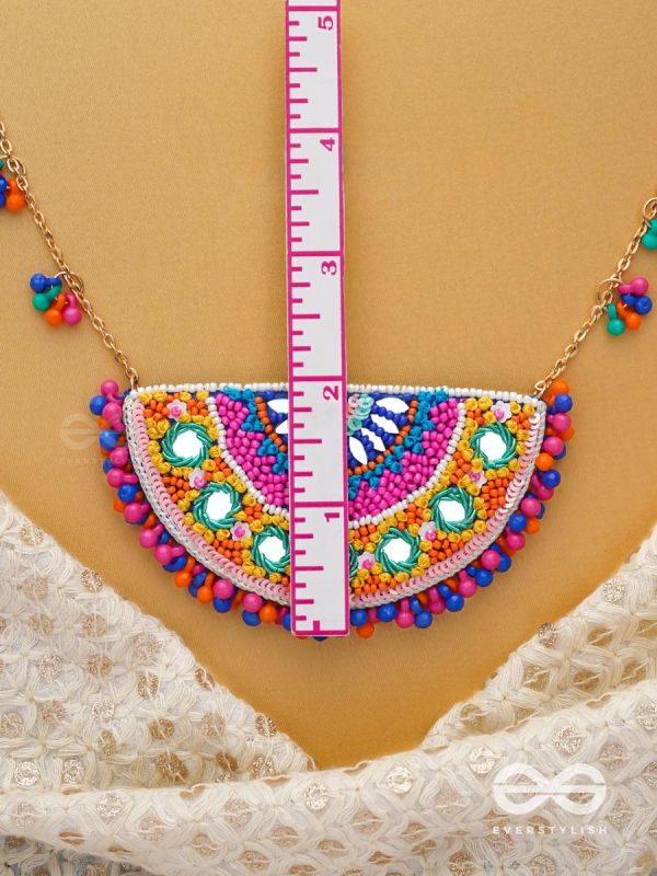 Aatapya - The Bright Sunshine - Mirrors, Resham And Beads Hand Embroidered Neckpiece
