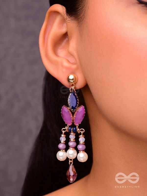 The Purple Heart- Golden Embellished Earrings