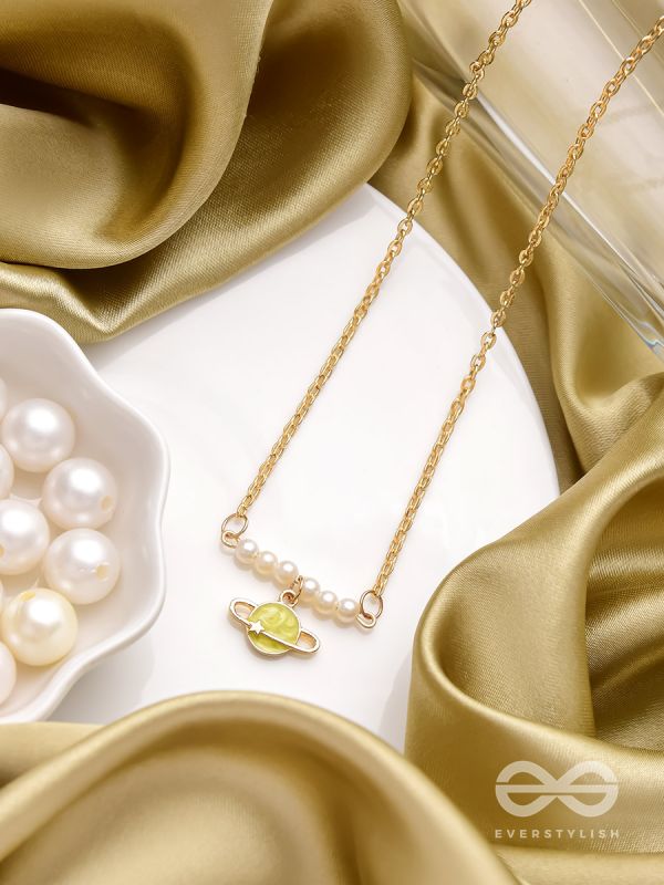 The Planet Crafter- Golden Embellished Necklace With Anti-Tarnish Coating 
