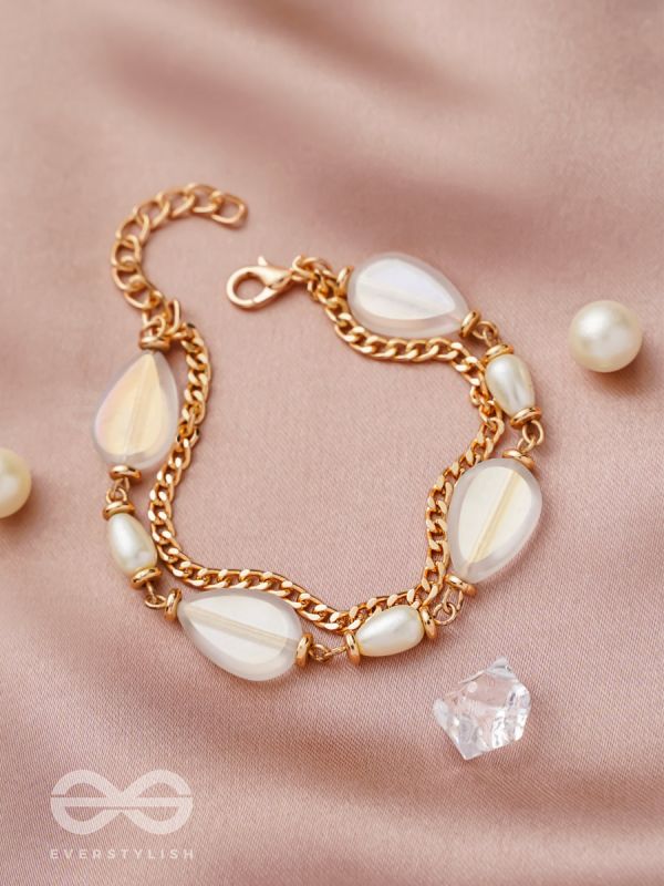 The Crystal Wave- Golden Embellished Bracelet