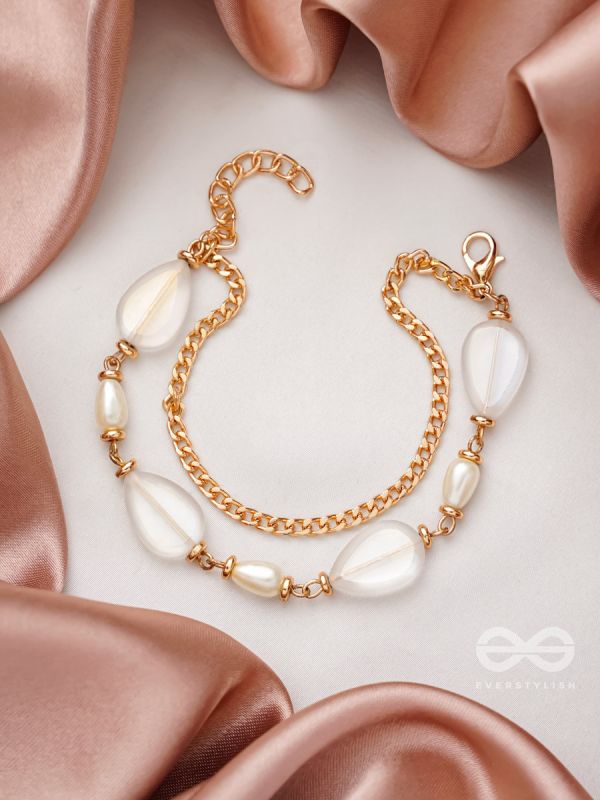 The Crystal Wave- Golden Embellished Bracelet