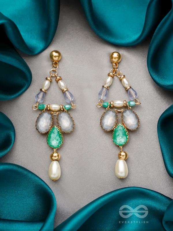 The Garden Swing- Golden Embellished Earrings