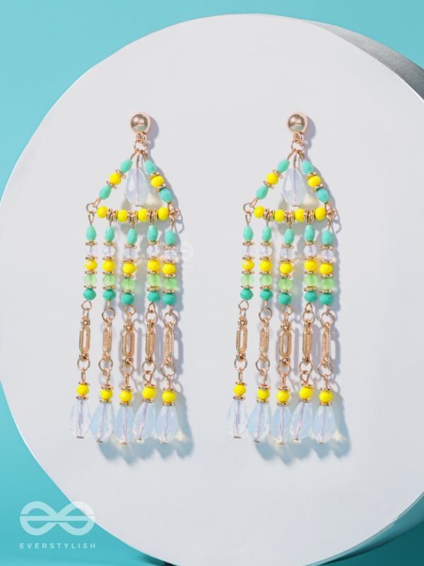 The Gushing Waterfall- Golden Embellished Earrings