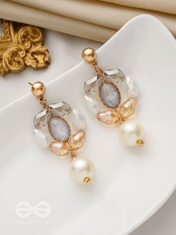 The Lily Pad- Golden Embellished Earrings