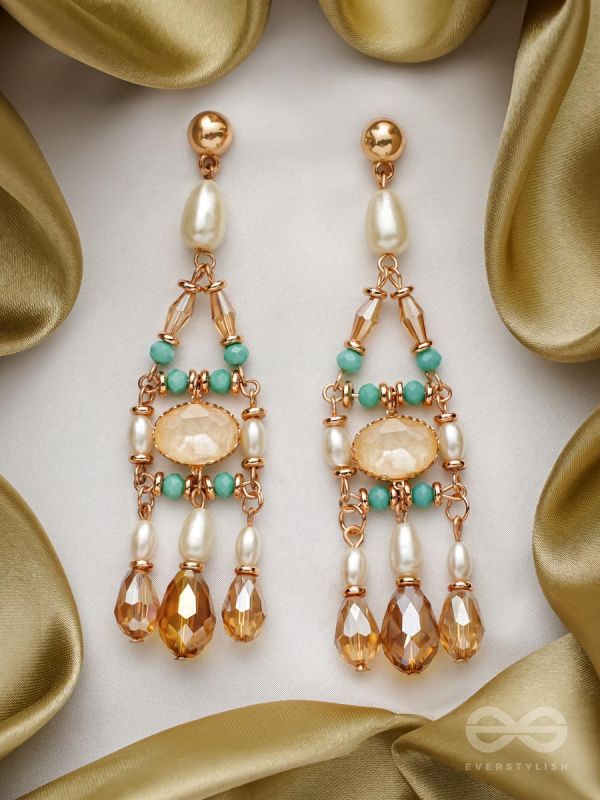 The Jazzy Landscape- Golden Embellished Earrings