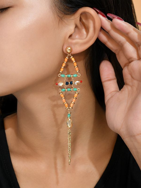 The Pyramid Reflection- Golden Embellished Earrings