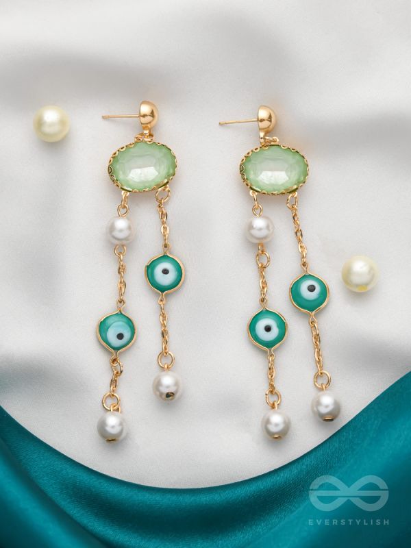 The Rain Cloud- Golden Embellished Earrings