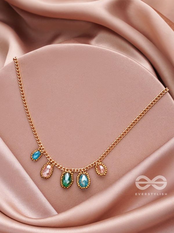 The Shining Stars- Golden Embellished Necklace With Anti-Tarnish Coating 