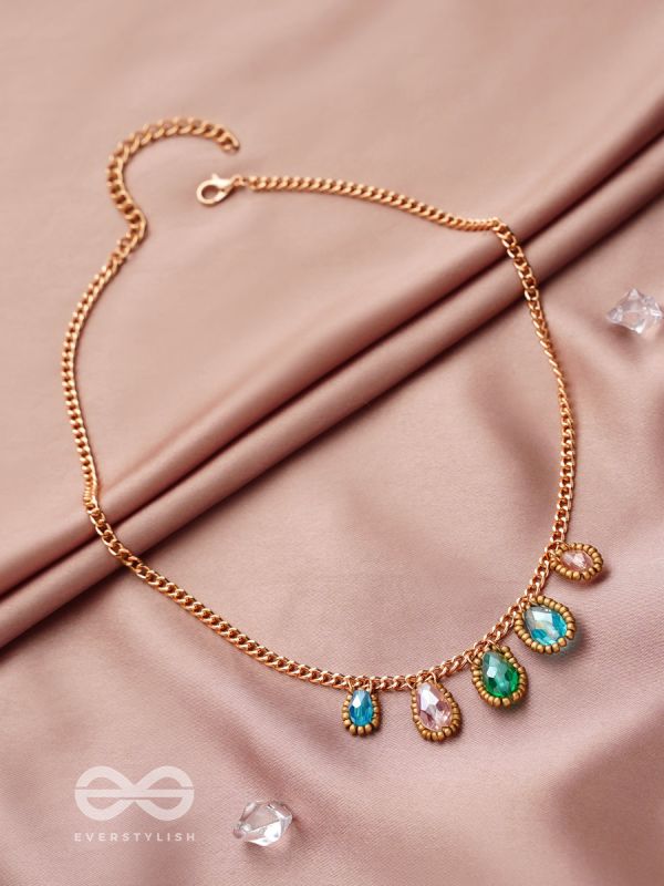 The Shining Stars- Golden Embellished Necklace With Anti-Tarnish Coating 