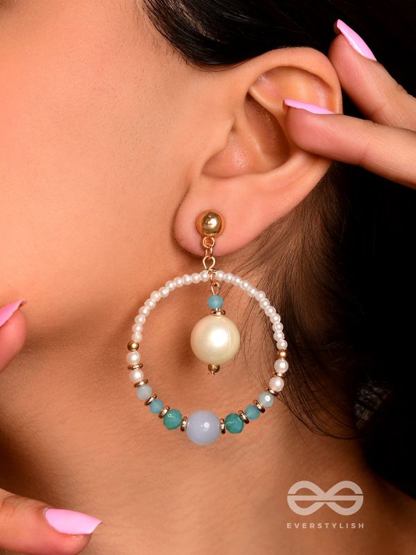 The Blue Moon- Golden Embellished Earrings