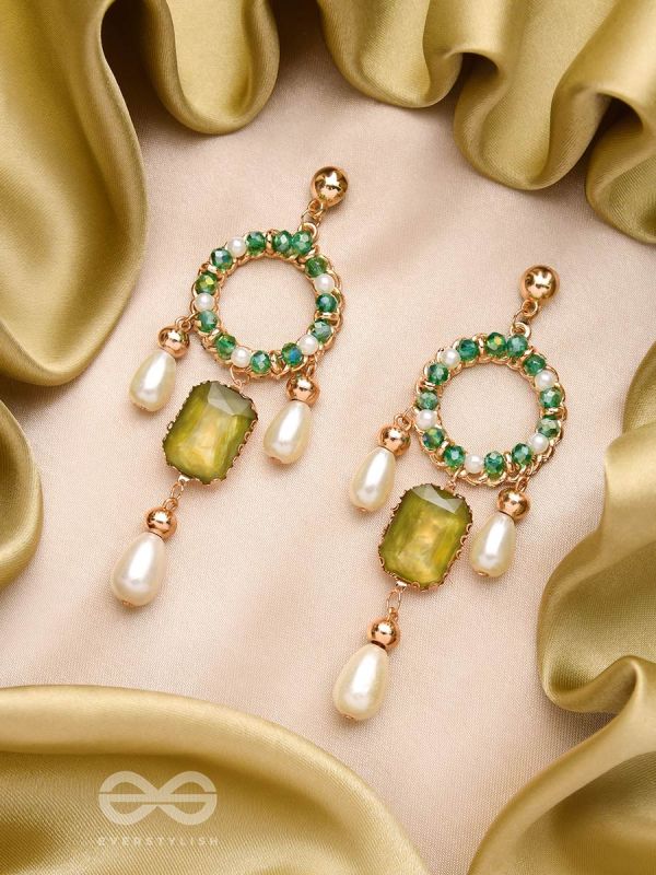 The Jade Mirror- Golden Pearl Earrings