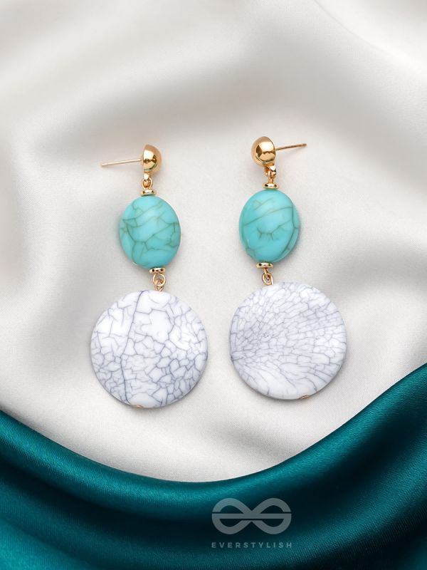 True Blue- Golden Embellished Earrings
