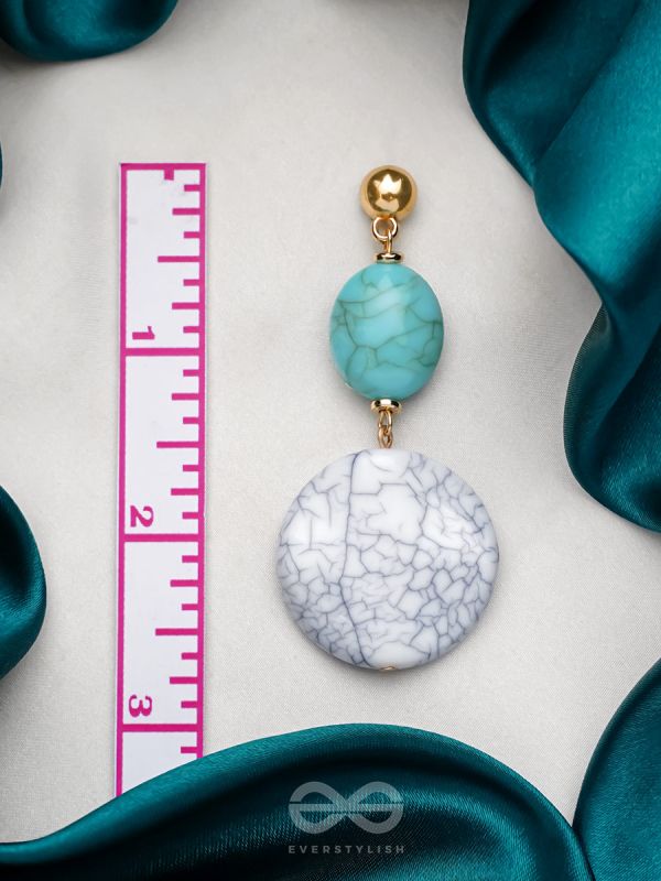 True Blue- Golden Embellished Earrings