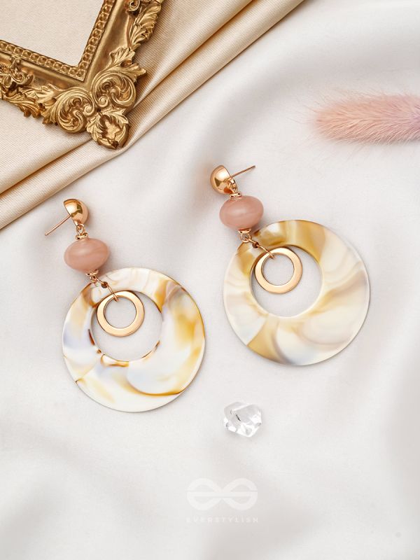The Beige Wonder- Golden Embellished Earrings