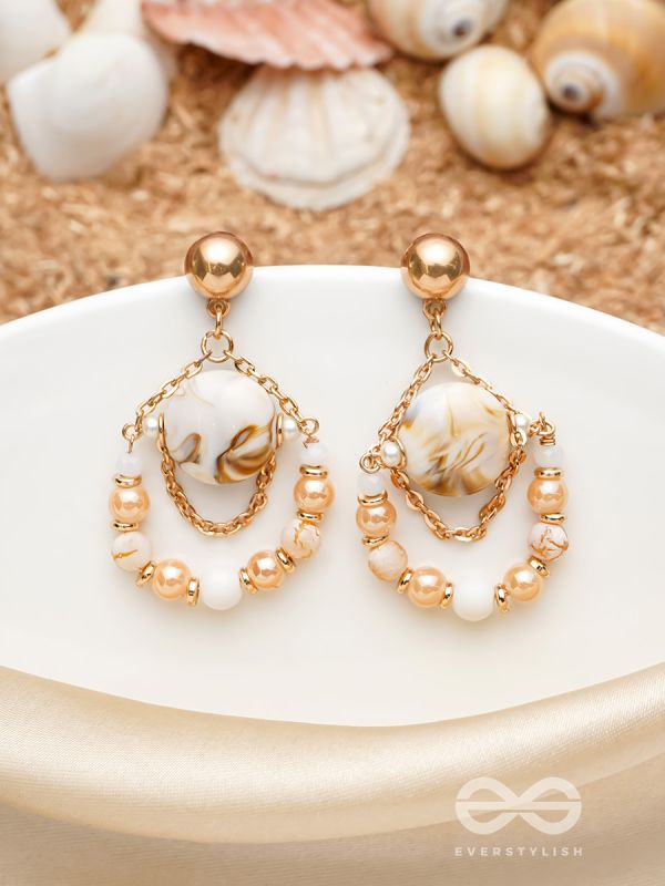 The Rosy Beach- Golden Embellished Earrings