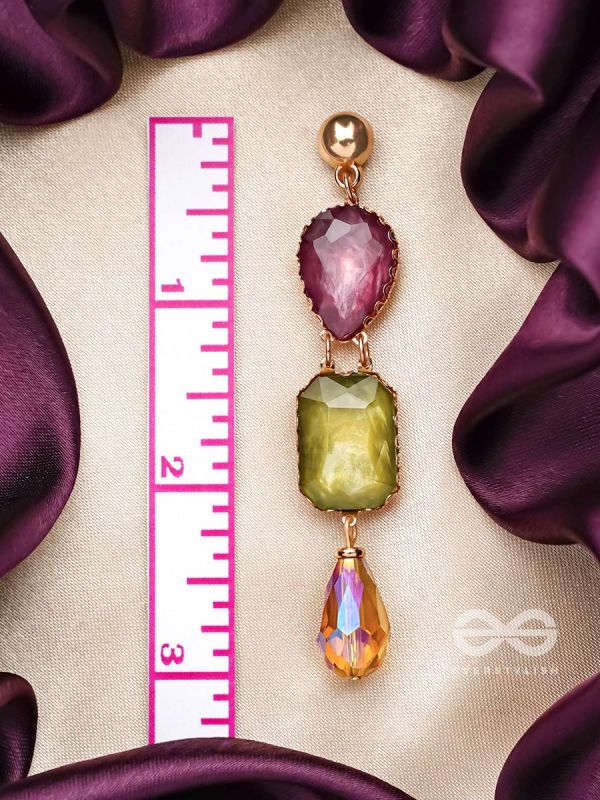 The Chromatic Rain- Golden Embellished Earrings
