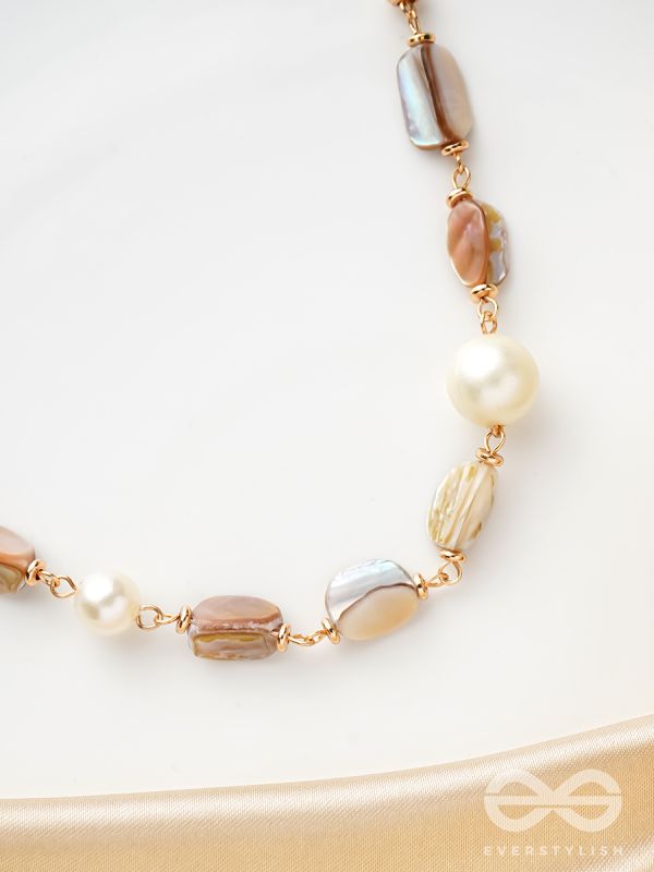 The Sea Sensation- Golden Pearl Necklace With Anti-Tarnish Coating 