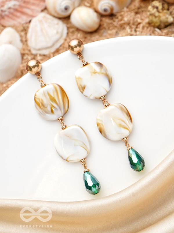 Walk on the Beach- Golden Embellished Earrings