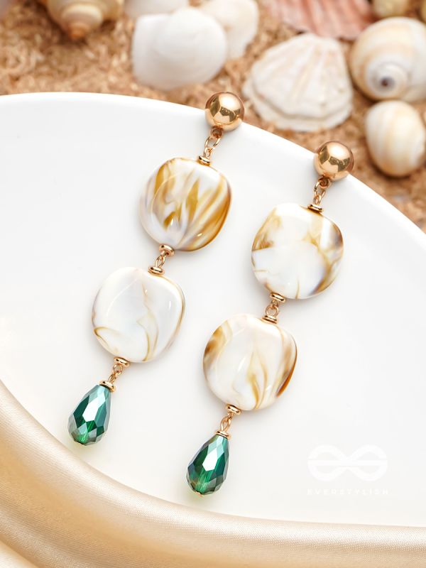 Walk on the Beach- Golden Embellished Earrings