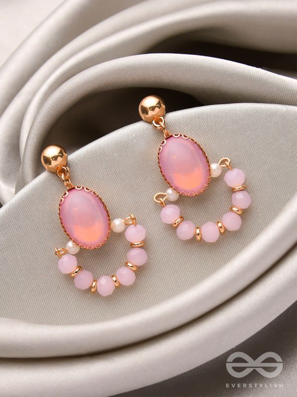 The Bubblegum Pink- Golden Embellished Earrings
