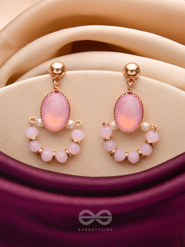 The Bubblegum Pink- Golden Embellished Earrings
