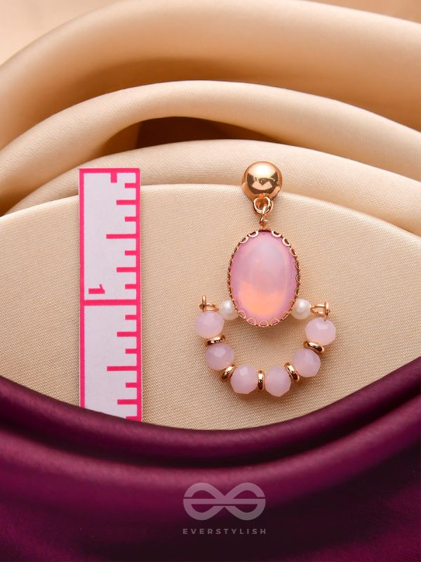The Bubblegum Pink- Golden Embellished Earrings