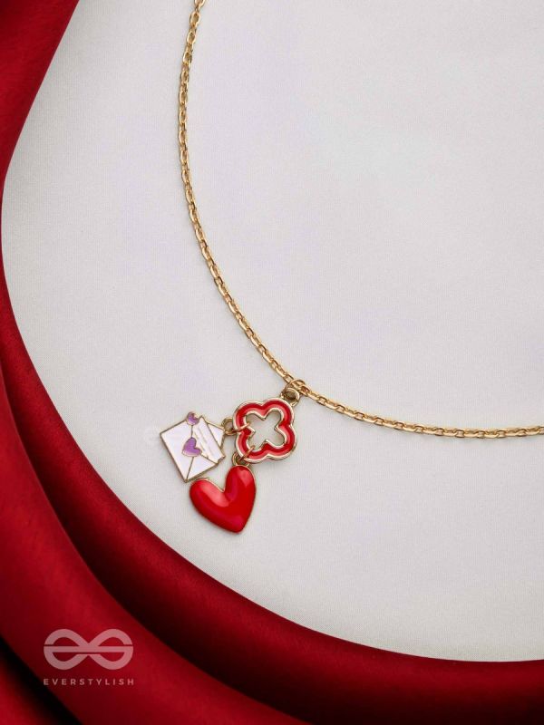 The Love Note - Golden Enamelled Necklace With Anti-Tarnish Coating 