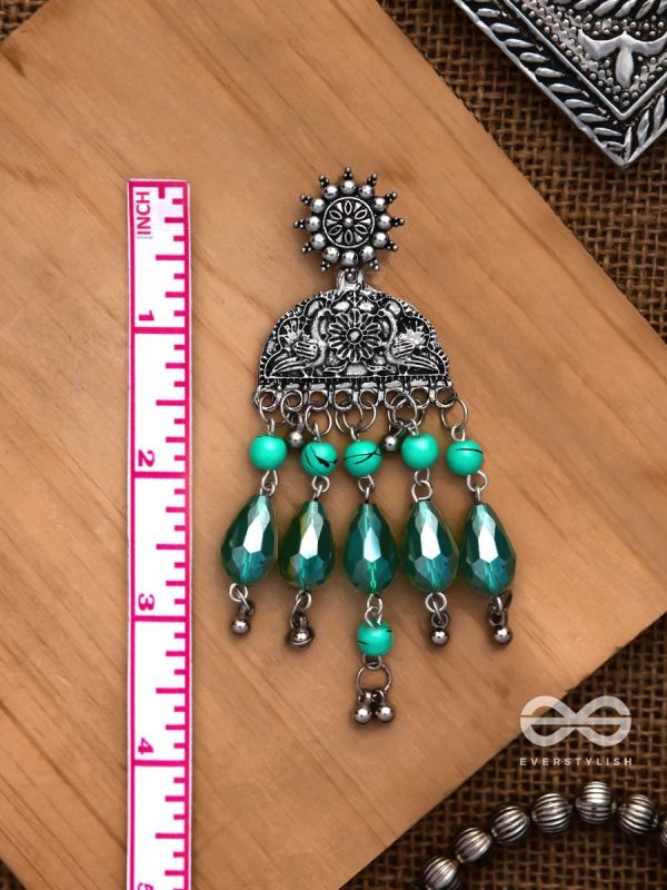 The Emerald Eden- Oxidised Embellished Earrings