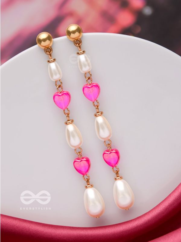 The Love Language- Golden & Pink Pearl Earrings
