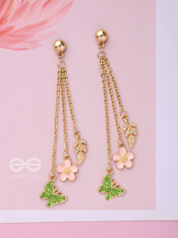 The Spring Butterfly- Golden Enamelled CZ Earrings 