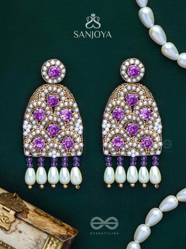 Urvya- The Beautiful Lakes- Pearls & Stones Embroidered Earrings