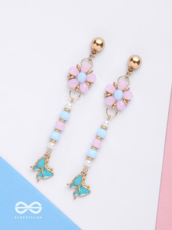 The Hovering Butterfly - Golden Embellished Earrings