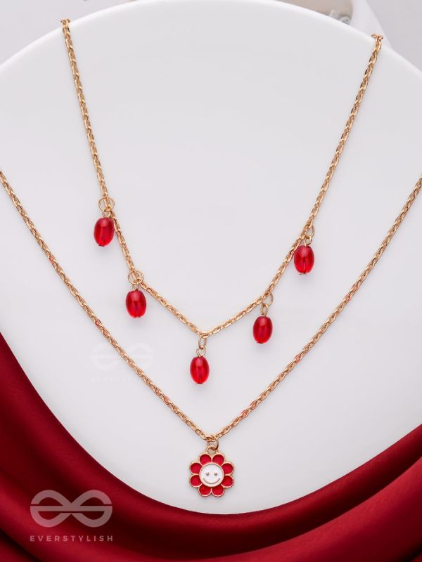 The Scarlet Sun- Golden Embellished Necklace With Anti-Tarnish Coating 