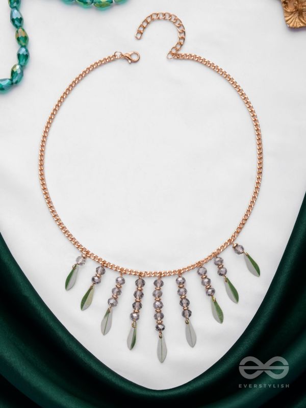 The Alluring Autumn- Golden Embellished Necklace With Anti-Tarnish Coating 