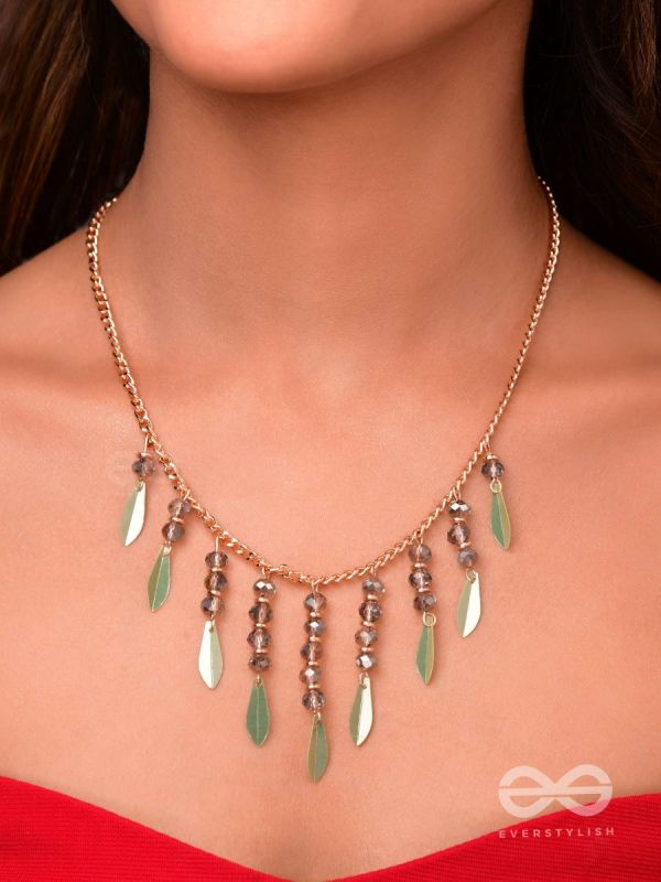 The Alluring Autumn- Golden Embellished Necklace With Anti-Tarnish Coating 