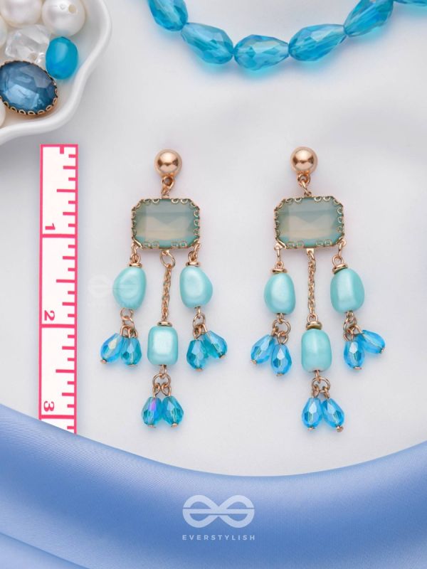 The Sapphire Sprinkle- Golden Embellished Earrings